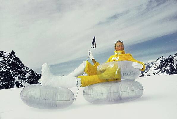 Fashion Model on Swiss Glacier Photograph