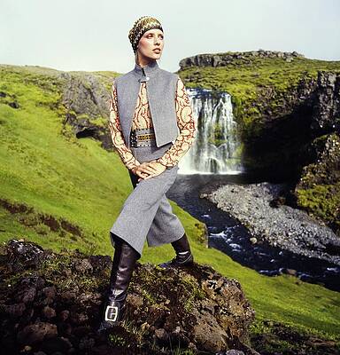 Elegant Wall Art featuring the photograph Model Wearing A Mr. John Ensemble by John Cowan