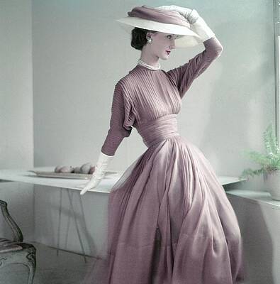 Elegant Woman in Vintage Dress Photograph