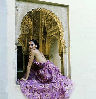 Wall Art featuring the photograph Model Wearing A Purple Dress by Raymundo de Larrain