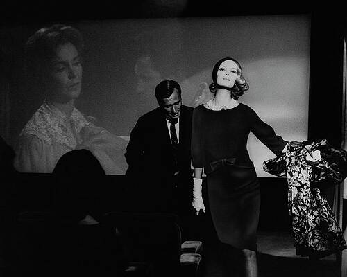 Wall Art featuring the photograph Model Wearing A Sarmi Silk Dress by John Rawlings