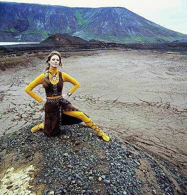 Mountain Photograph - Model Wearing A Suede Ensemble by John Cowan