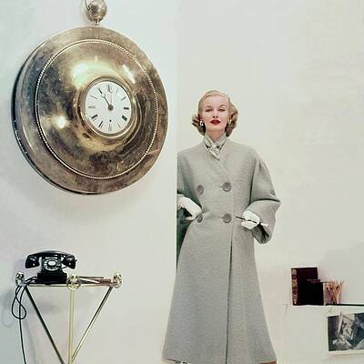 Glove Wall Art featuring the photograph Model Wearing A Tweed Coat by Frances McLaughlin-Gill