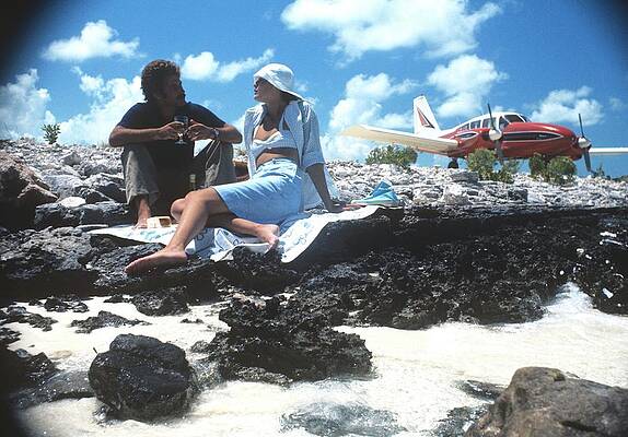 Fashion Models on a Beach with Plane Wall Art