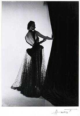 Lace Wall Art featuring the photograph Model Wearing Paquin Evening Gown by Horst P. Horst