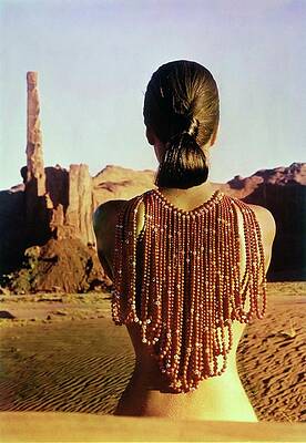 Desert Photograph - Model Wearing Red Beads by John Cowan