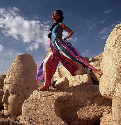 Desert Photograph - Model Wearing Silk Dinner Pajamas In Goreme by Henry Clarke