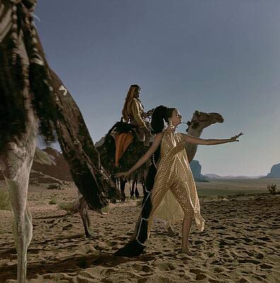 Desert Photograph - Model With Bedouin Desert Patrol In Wadi Rum by Henry Clarke