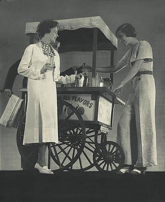 Women Enjoying Ice Cream Cart Photograph