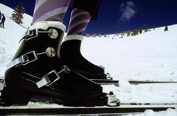 Colorado Photograph - Model's Feet Wearing Lange Ski Boots by Arnaud de Rosnay