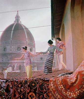 Fashion Models on Florence Rooftop Photograph