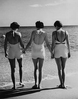 Three Women Walking on the Beach Wall Art