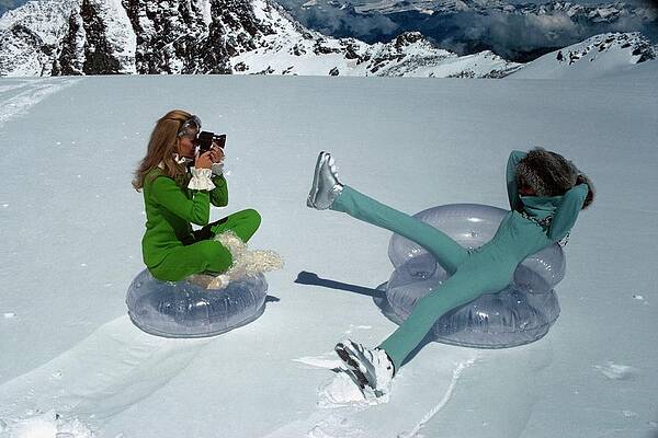 Stylish Ski Scene with Inflatable Chairs Photograph