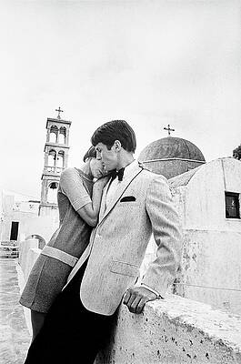 Romantic Moment in Santorini Photograph