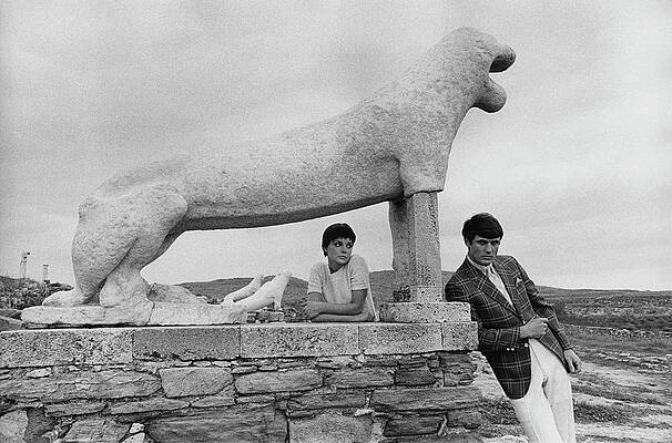 Vintage Scene by Ancient Stone Lion Photograph