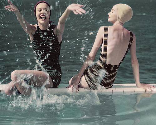 Vintage Swimwear in Action Photograph
