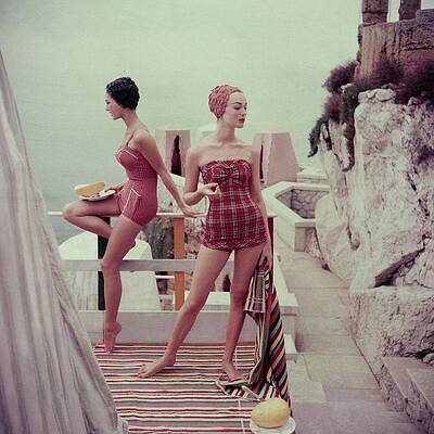 Vintage Bathing Beauties by the Sea Photograph
