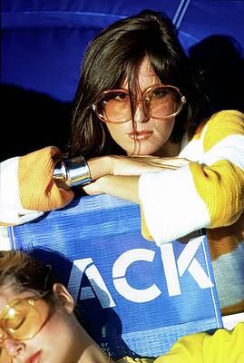 Spa Wall Art featuring the photograph Models Wearing Colored Sunglasses by Arthur Elgort