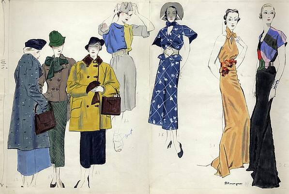 Vintage Fashion Sketches Print