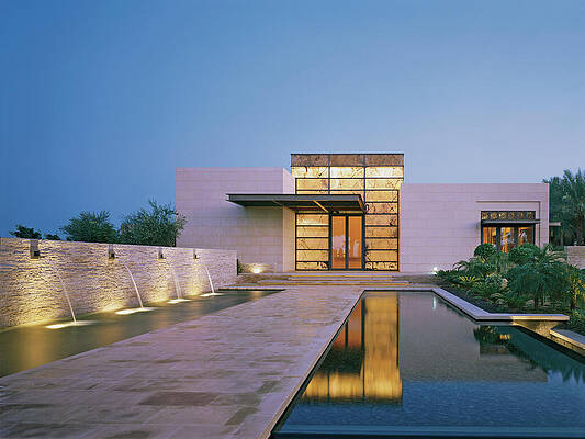 Modern Architectural Villa at Dusk Photograph