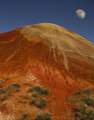 Dramatic Wall Art featuring the photograph Moon Over Painted Hills by Jean Noren