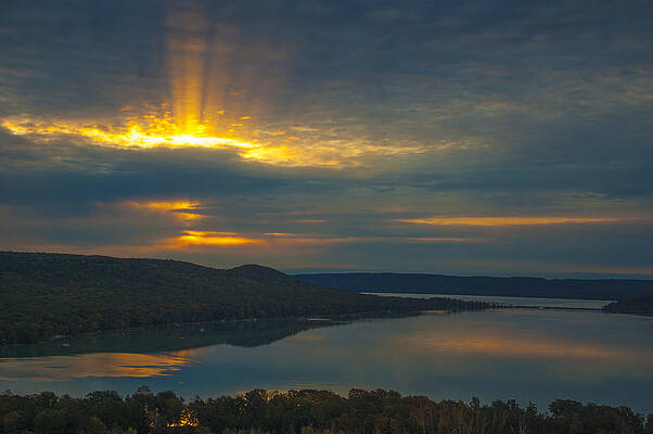 Michigan Wall Art featuring the photograph Morning Beams Over Glen Lake by Owen Weber