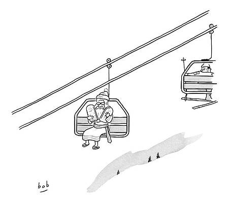 Santa Claus on Ski Lift Drawing