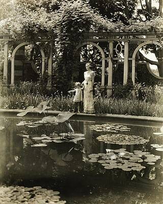 6 Wall Art featuring the photograph Mother And Daughter By A Pond by Toni Frissell