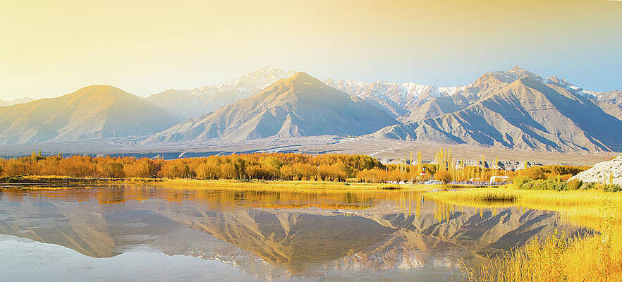 Serene Mountain Landscape at Sunset Wall Art