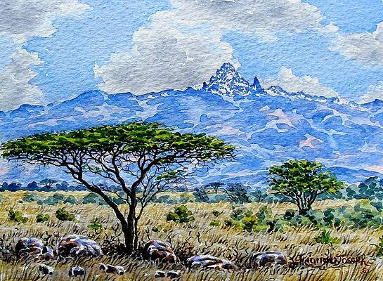 Kenya Wall Art featuring the painting Mountain View by Joseph Thiongo