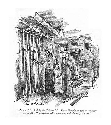 Pipe Wall Art featuring the drawing Mr. And Mrs. Laird by Alan Dunn