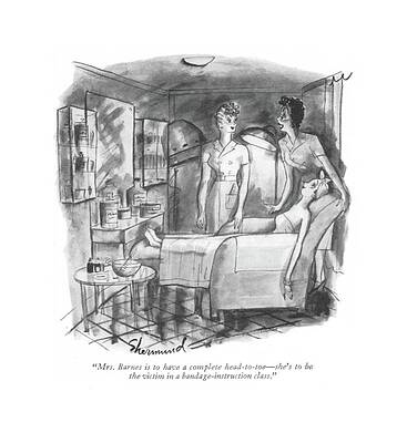 Spa Wall Art featuring the drawing Mrs. Barnes Is To Have A Complete Head-to-toe - by Barbara Shermund