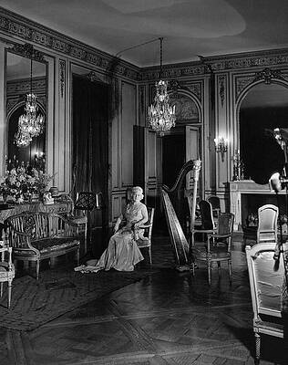 Antique Photograph - Mrs. Cornelius Sitting In A Lavish Music Room by Cecil Beaton