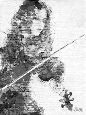 Violinist in Grayscale Digital Art