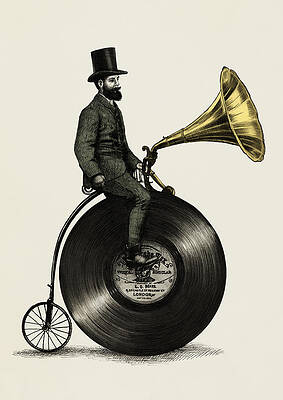 Man on a Vinyl Penny-farthing Wall Art
