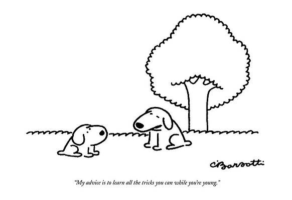 Dogs Conversing Near a Tree Drawing