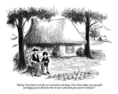 Grandfather Gives Advice in Countryside Drawing