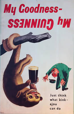 Guinness Kinkajou Poster with Zookeeper Digital Art