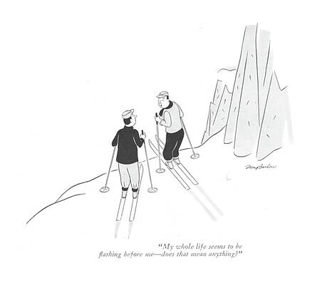Ski Drawing - My Whole Life Seems To Be ?ashing Before Me - by Perry Barlow