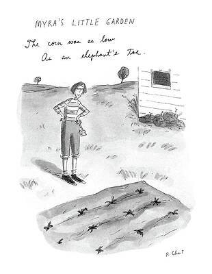 Vegetable Drawing - Myra's Little Garden by Roz Chast