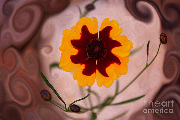 Wall Art featuring the painting Mysterious Lady Or Enchanted Flower by Omaste Witkowski