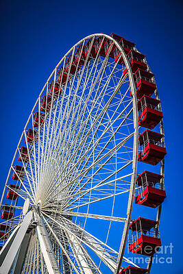 Illinois Wall Art featuring the photograph Navy Pier Ferris Wheel In Chicago by Paul Velgos