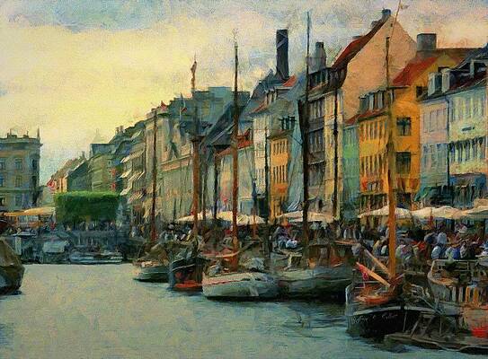 Colorful Harborfront in European City Wall Art