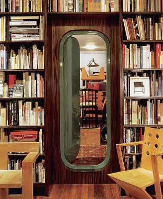 Modern Bookshelf with Hidden Doorway Photograph