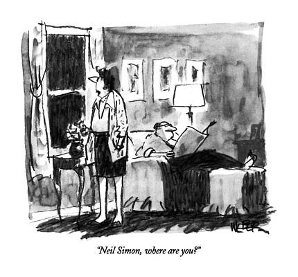 Sitting Drawing - Neil Simon, Where Are You? by Robert Weber