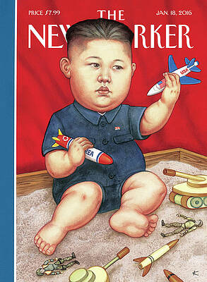 Satirical Baby Playing with Missiles Painting