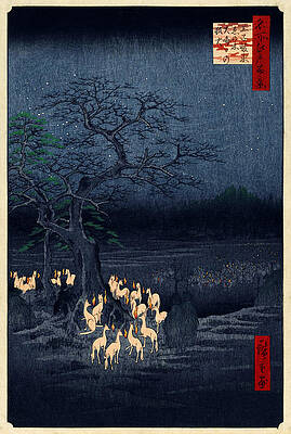 Night Gathering of Fox Spirits Digital Art