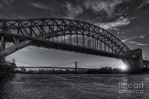 Wall Art featuring the photograph New York City Hell Gate Bridges Sunset II by Clarence Holmes