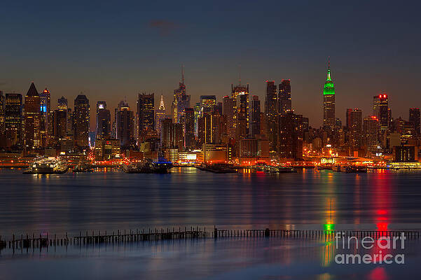 Wall Art featuring the photograph New York City Saint Patricks Day Skyline I by Clarence Holmes