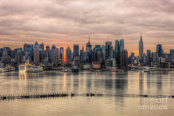 Empire State Building Wall Art featuring the photograph New York City Skyline At Sunrise II by Clarence Holmes